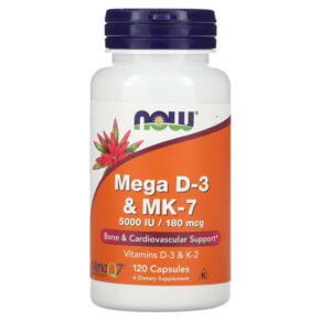 NOW Foods Mega D-3 & MK-7 120 Capsules 733739003867