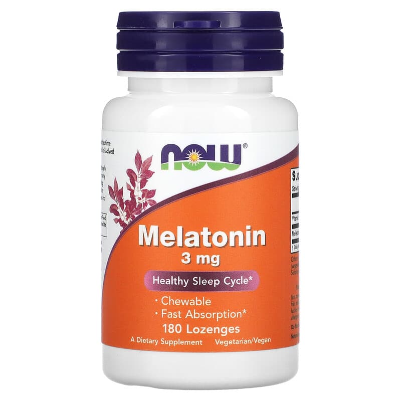 NOW Foods Melatonin 3 mg 180 Lozenges 1 NOW Foods Melatonin 3 mg 180 Lozenges 733739032591