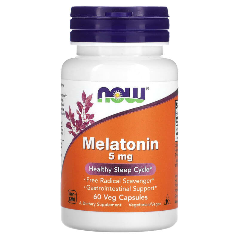 NOW Foods Melatonin 5 mg 60 Veg Capsules 1 NOW Foods Melatonin 5 mg 60 Veg Capsules 733739035554