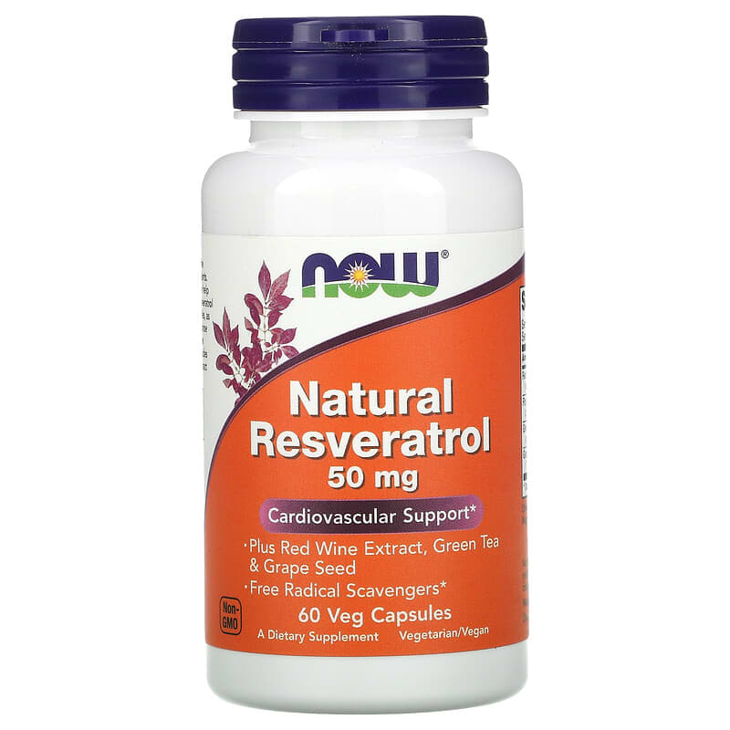 NOW Foods Natural Resveratrol 50 mg 60 Veg Capsules 1 NOW Foods Natural Resveratrol 50 mg 60 Veg Capsules 733739033390