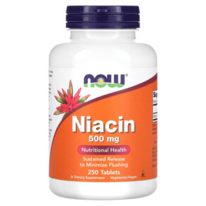 NOW Foods Niacin 500 mg 250 Tablets 733739004826