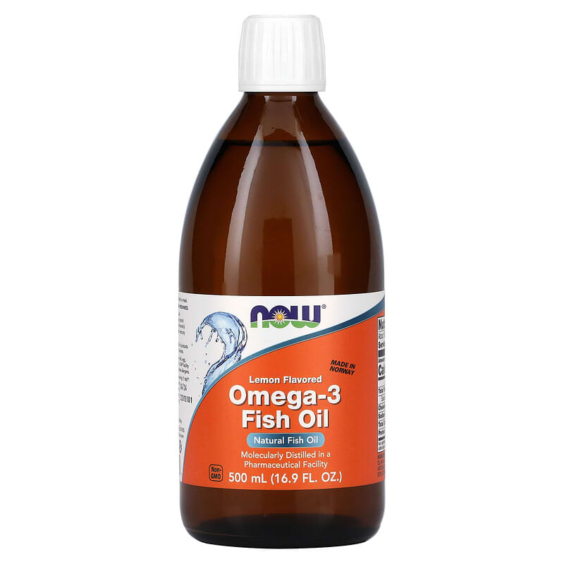 Now Foods Omega-3 Fish Oil Lemon Flavored 16.9 oz (500 ml) 1 NOW Foods Omega-3 Fish Oil Lemon Flavored 16.9 fl oz (500 ml) 733739016607
