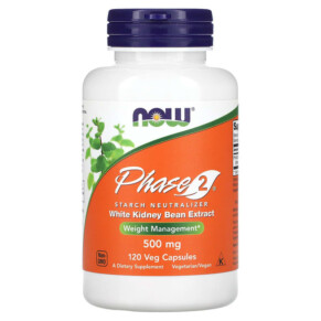 NOW Foods Phase 2 Starch Neutralizer 500 mg 120 Veg Capsules 733739030214