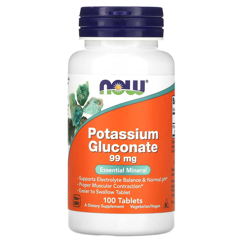 NOW Foods Potassium Gluconate 99 mg 100 Tablets 1 NOW Foods Potassium Gluconate 99 mg 100 Tablets 733739014603