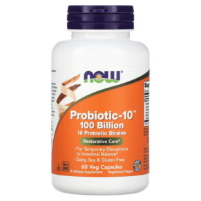 NOW Foods Probiotic-10 100 Billion 60 Veg Capsules 733739029041