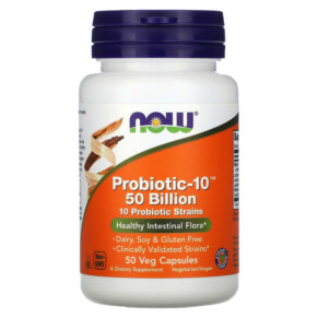 NOW Foods Probiotic-10 50 Billion 50 Veg Capsules 733739029287