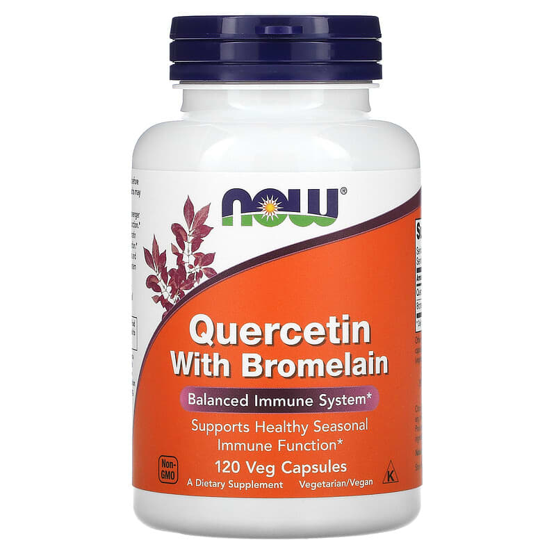NOW Foods Quercetin with Bromelain 120 Veg Capsules 1 NOW Foods Quercetin with Bromelain 120 Veg Capsules 733739030702