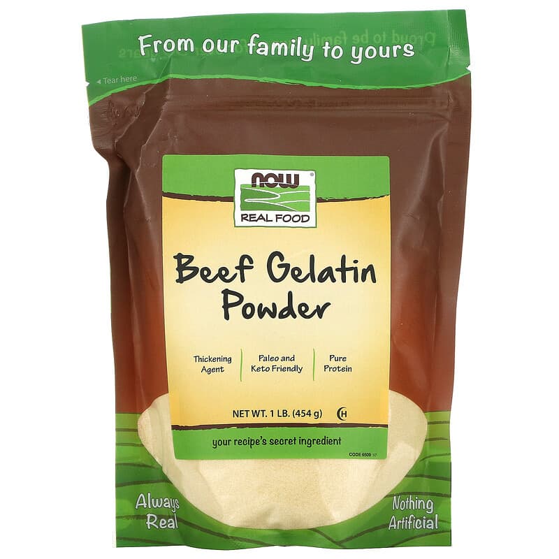 Now Foods Real Food Beef Gelatin Powder 1 lb (454 g) 1 NOW Foods Real Food Beef Gelatin Powder 1 lb (454 g) 733739065094