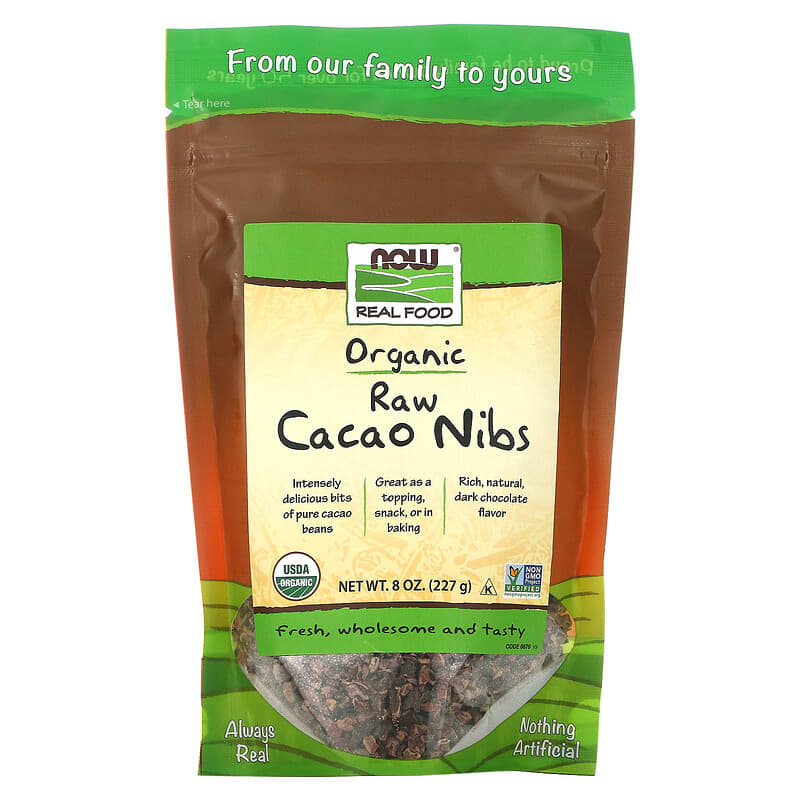 NOW Foods Real Food Organic Raw Cacao Nibs 8 oz (227 g) 1 NOW Foods Real Food Organic Raw Cacao Nibs 8 oz (227 g) 733739066763