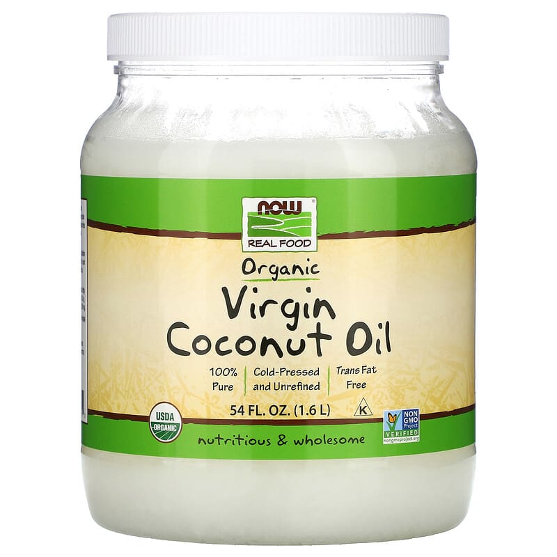Now Foods Real Food Organic Virgin Coconut Oil 54 oz (1.6 L) 1 NOW Foods Real Food Organic Virgin Coconut Oil 54 fl oz (1.6 L) 733739017352