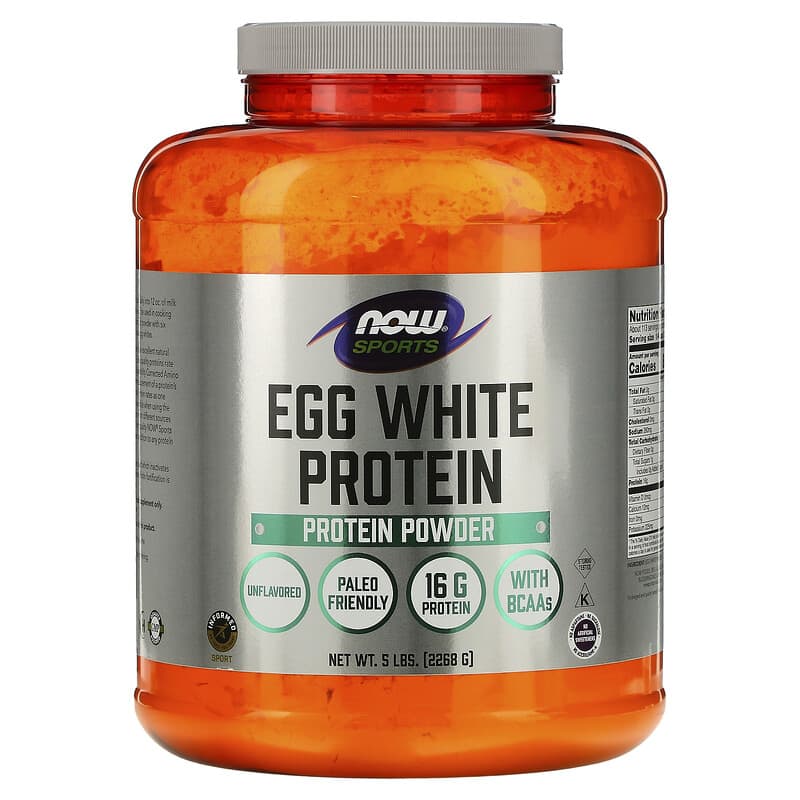 NOW Foods Sports Egg White Protein Powder Unflavored 5 lbs (2.268 g) 1 NOW Foods Sports Egg White Protein Powder Unflavored 5 lbs (2.268 g) 733739020437