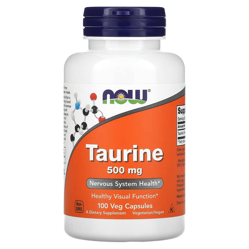 NOW Foods Taurine 500 mg 100 Veg Capsules 1 NOW Foods Taurine 500 mg 100 Veg Capsules 733739001405