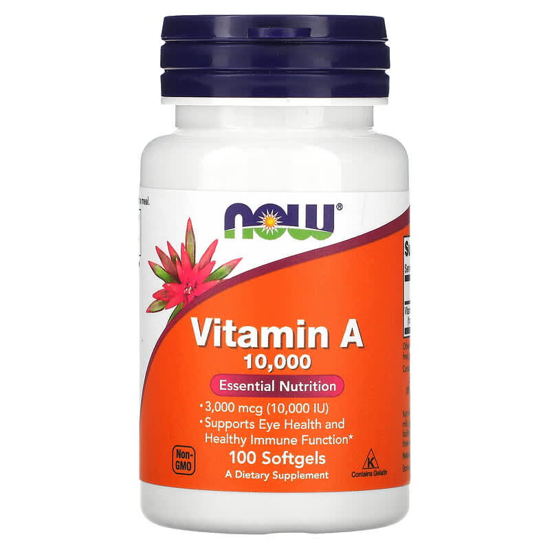 Now Foods Vitamin A 10,000 IU 100 Softgels 1 NOW Foods Vitamin A 10.000 IU 100 Softgels 733739003300