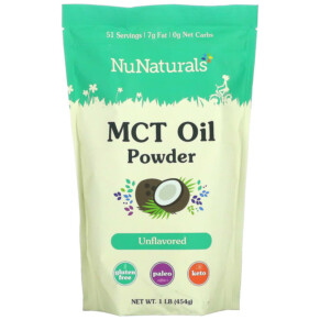 NuNaturals MCT Oil Powder Unflavored 1 lb (454 g) 739223009858