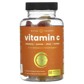 NutraChamps Vitamin C Natural Orange & Cherry 60 Vegan Gummies 621983500402