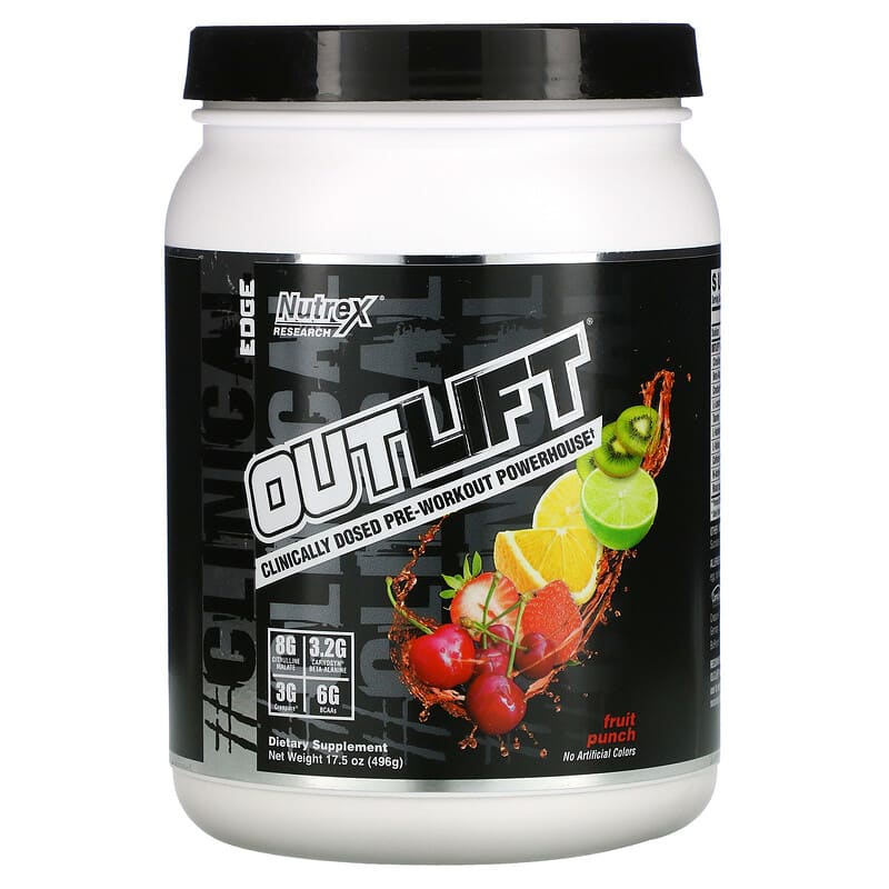 Nutrex Research Outlift Clinically Dosed Pre-Workout Powerhouse Fruit Punch 17.5 oz (496 g) 1 Nutrex Research Outlift Clinically Dosed Pre-Workout Powerhouse Fruit Punch 17.5 oz (496 g) 857268005014