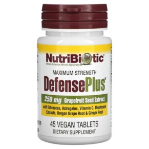 NutriBiotic DefensePlus Maximum Strength 45 Vegan Tablets 728177010140