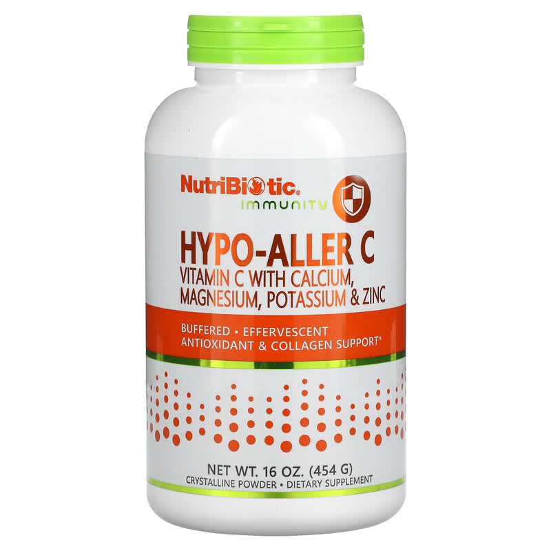 NutriBiotic Immunity Hypo-Aller C Vitamin C with Calcium Magnesium Potassium & Zinc 16 oz (454 g) 1 NutriBiotic Immunity Hypo-Aller C Vitamin C with Calcium Magnesium Potassium & Zinc Crystalline Powder 16 oz (454 g) 728177005016
