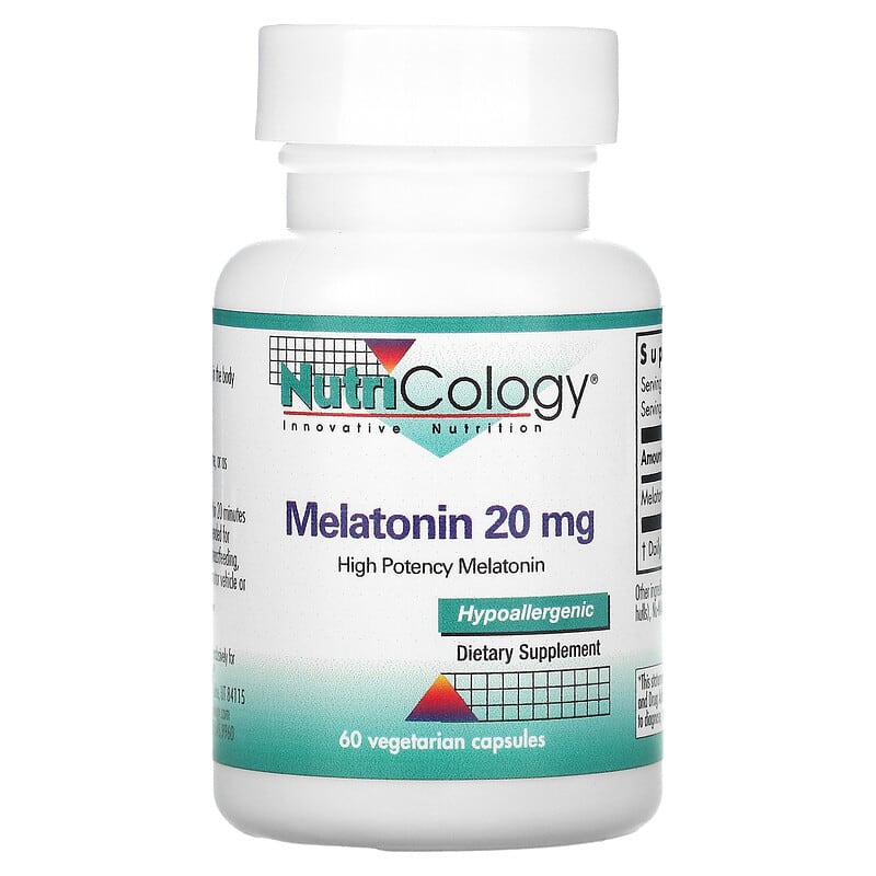 Nutricology Melatonin 20 mg 60 viên 1 Nutricology Melatonin 20 mg 60 Vegetarian Capsules 713947515802
