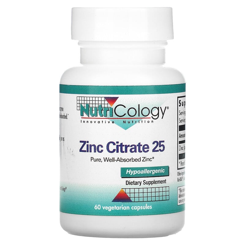 Nutricology Zinc Citrate 25 60 viên 1 Nutricology Zinc Citrate 25 60 Vegetarian Capsules 713947502802