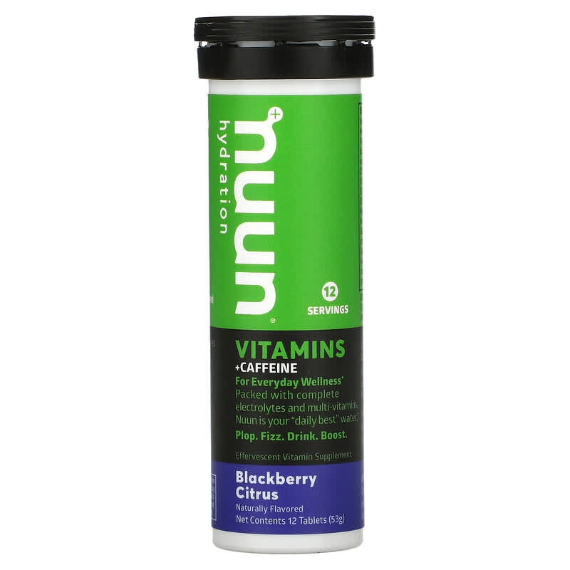 Nuun Hydration Vitamins + Caffeine Effervescent Vitamin Supplement Blackberry Citrus 12 Tablets 1 Nuun Hydration Vitamins + Caffeine Effervescent Vitamin Supplement Blackberry Citrus 12 Tablets 811660021768