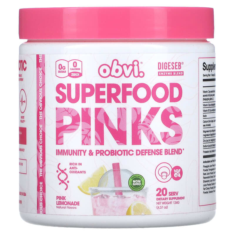 Obvi Superfood Pinks Pink Lemonade 4.37 oz (124 g) 1 Obvi Superfood Pinks Pink Lemonade 4.37 oz (124 g) 850026153088