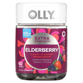 OLLY Elderberry Extra Strength Bunch O' Berries 225 mg 60 Gummies 840160200823