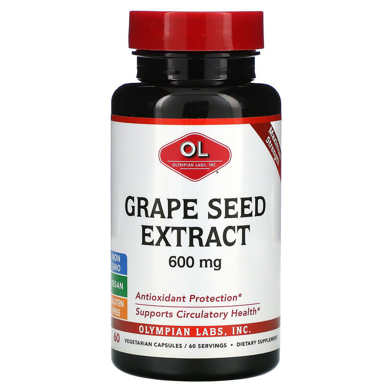 Olympian Labs Grape Seed Extract Maximum Strength 600 mg 60 Vegetarian Capsules 1 Olympian Labs Grape Seed Extract Maximum Strength 600 mg 60 Vegetarian Capsules 710013001054