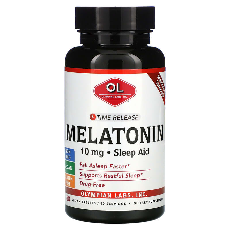 Olympian Labs Melatonin Time Release 10 mg 60 viên 1 Olympian Labs Melatonin Time Release 10 mg 60 Vegan Tablets 710013910363