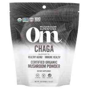 Om Mushrooms Certified Organic Mushroom Powder Chaga 7.05 oz (200 g) 850030553232