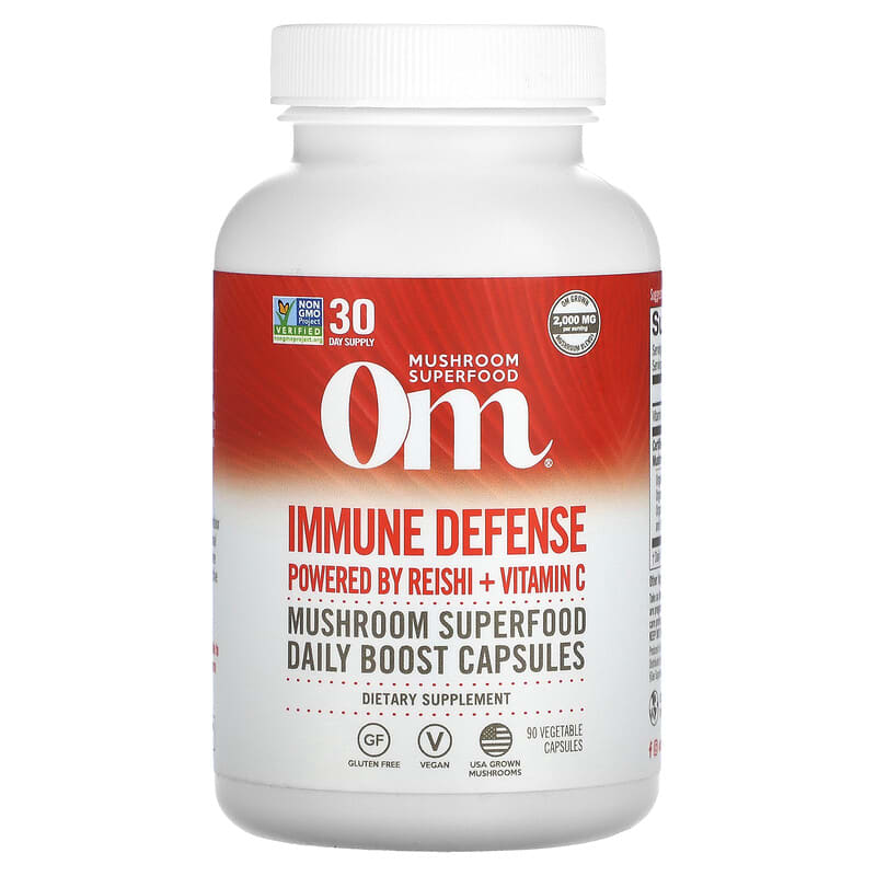Om Mushrooms Immune Defense Powered by Reishi + Vitamin C 697 mg 90 viên 1 Om Mushrooms Immune Defense Powered by Reishi + Vitamin C 90 Vegetable Capsules 856210008172