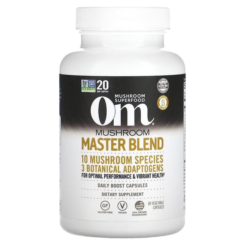 Om Mushrooms Mushroom Master Blend 675 mg 80 Vegetable viên 1 Om Mushrooms Mushroom Master Blend 80 Vegetable Capsules 850011996720