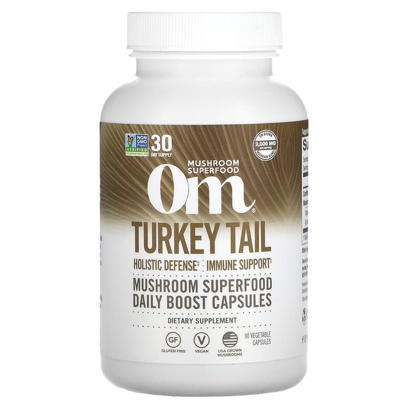 Om Mushrooms Turkey Tail 667 mg 90 viên 1 Om Mushrooms Turkey Tail 90 Vegetable Capsules 856210008233