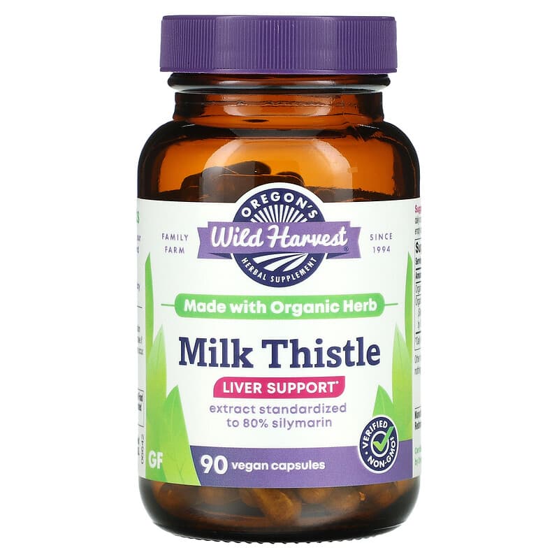 Oregons Wild Harvest Milk Thistle 90 Vegan Capsules 1 Oregons Wild Harvest Milk Thistle 90 Vegan Capsules 706195000190