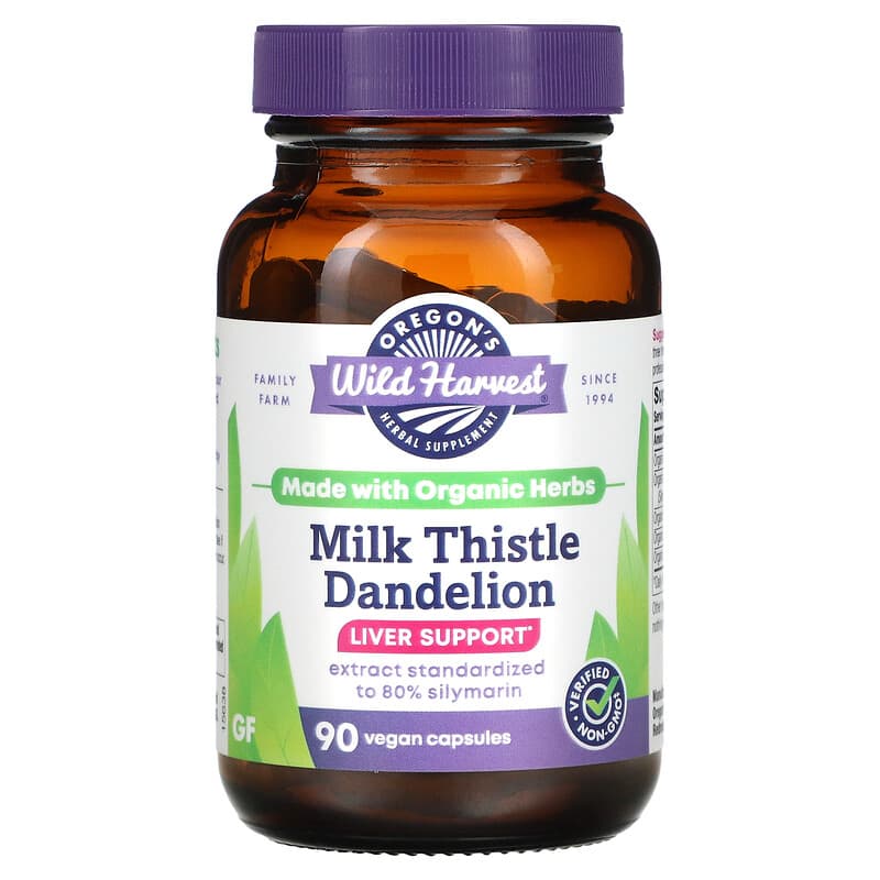 Oregons Wild Harvest Milk Thistle Dandelion 90 Vegan Capsules 1 Oregons Wild Harvest Milk Thistle Dandelion 90 Vegan Capsules 706195000855