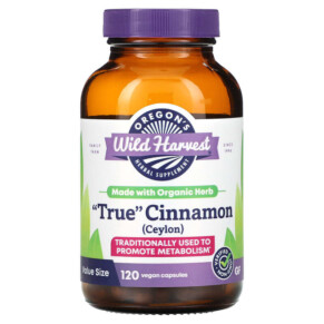 Oregons Wild Harvest True Cinnamon (Ceylon) 120 Vegan Capsules 706195106014