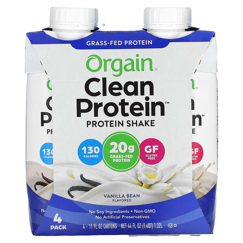 Orgain Clean Protein Shake Vanilla Bean 4 Pack 11 fl oz (330 ml) Each 1 Orgain Clean Protein Shake Vanilla Bean 4 Pack 11 fl oz (330 ml) Each 851770006675