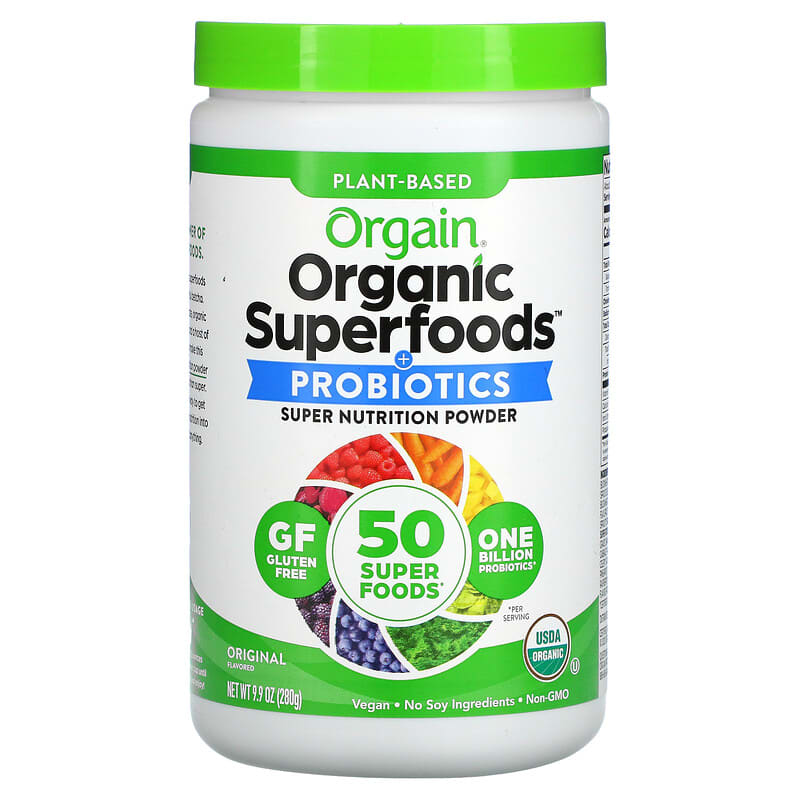 Orgain Organic Superfoods All-In-One Super Nutrition Original Flavor 0.62 lbs (280 g) 1 Orgain Organic Plant-Based Superfoods + Probiotics Original 9.9 oz (280 g) 851770003957