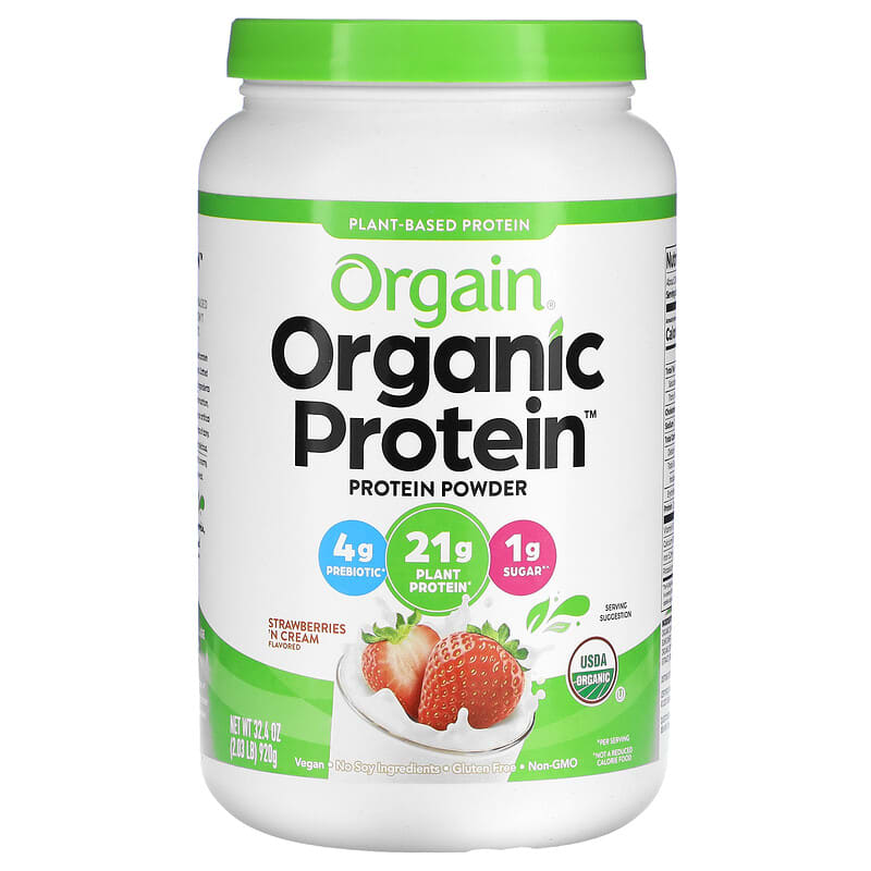 Orgain Organic Protein Powder Plant Based Strawberries 'N Cream 32.4 oz (920 g) 1 Orgain Organic Protein Powder Plant Based Strawberries 'N Cream 32.4 oz (920 g) 851770007825