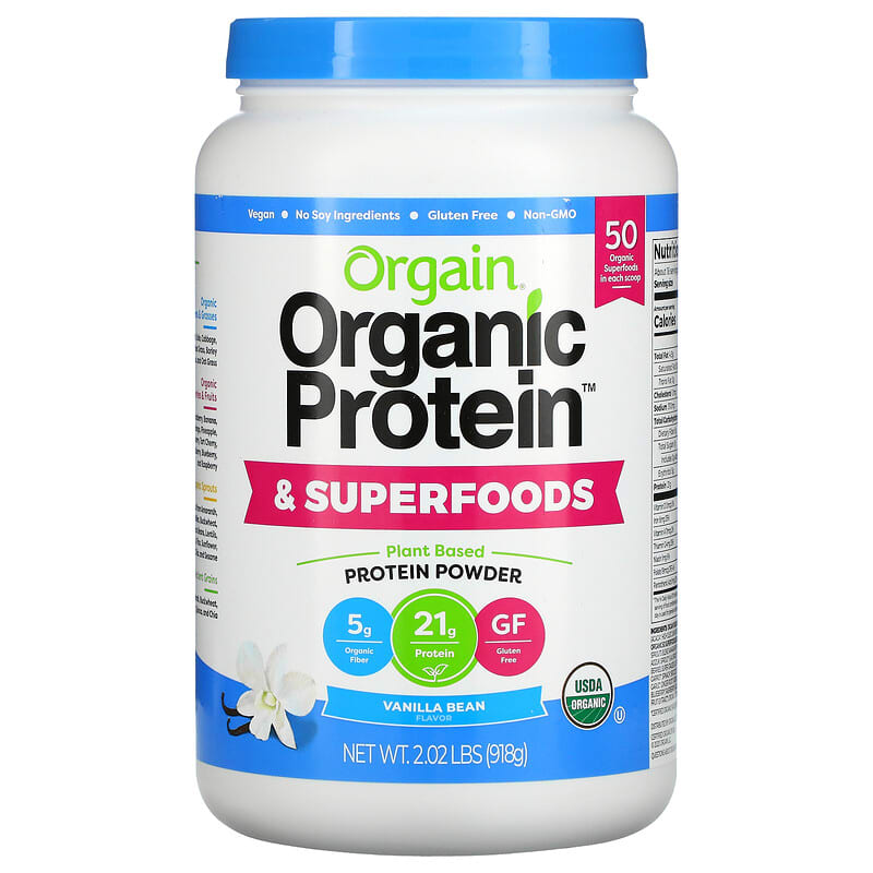 Orgain Organic Protein & Superfoods Powder Plant Based Vanilla Bean 2.02 lbs (918 g) 1 Orgain Organic Protein & Superfoods Powder Plant Based Vanilla Bean 2.02 lbs (918 g) 851770006859
