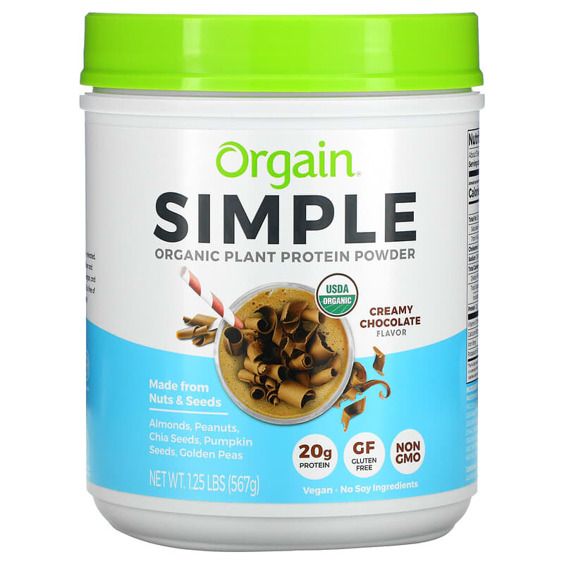 Orgain Simple Organic Plant Protein Powder Creamy Chocolate 1.25 lb (567 g) 1 Orgain Simple Organic Plant Protein Powder Creamy Chocolate 1.25 lb (567 g) 851770007474