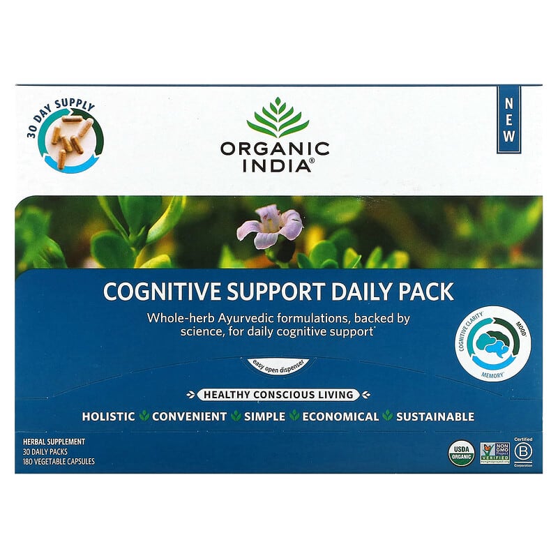 Organic India Cognitive Support Daily Pack 30 Daily Packs 180 Vegetable Capsules 1 Organic India Cognitive Support Daily Pack 30 Daily Packs 180 Vegetable Capsules 850021635206