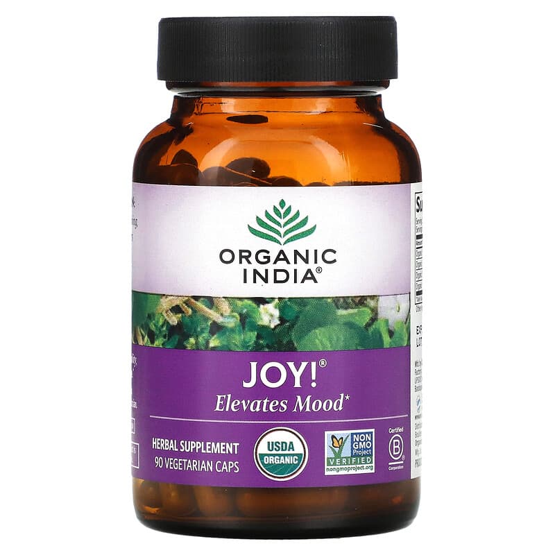 Organic India Joy Elevates Mood 90 Vegetarian Caps 1 Organic India Joy Elevates Mood 90 Vegetarian Caps 851469000472