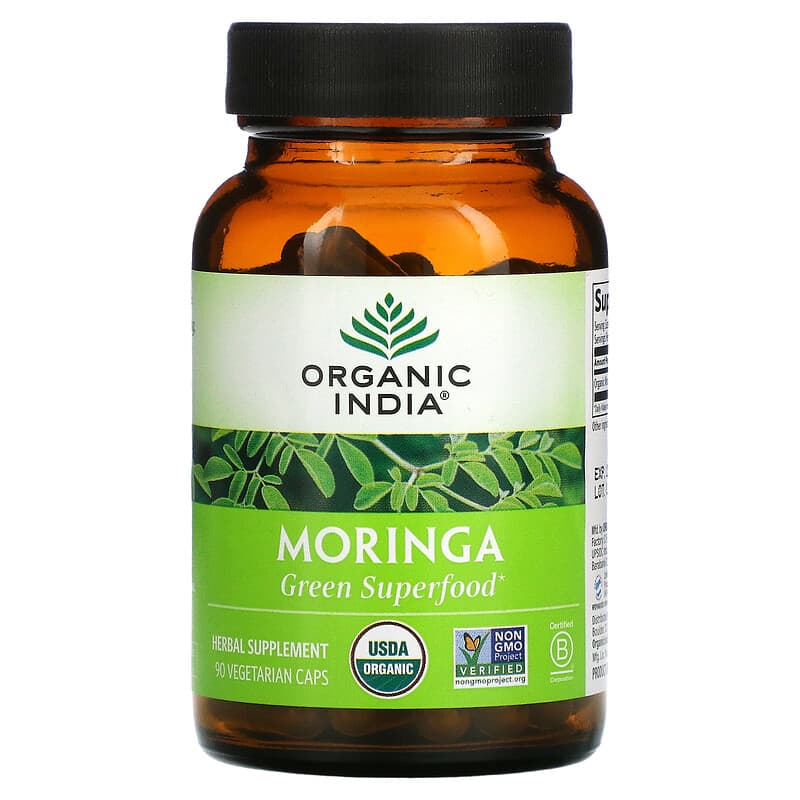 Organic India Moringa 90 Vegetarian Caps 1 Organic India Moringa 90 Vegetarian Caps 801541508174
