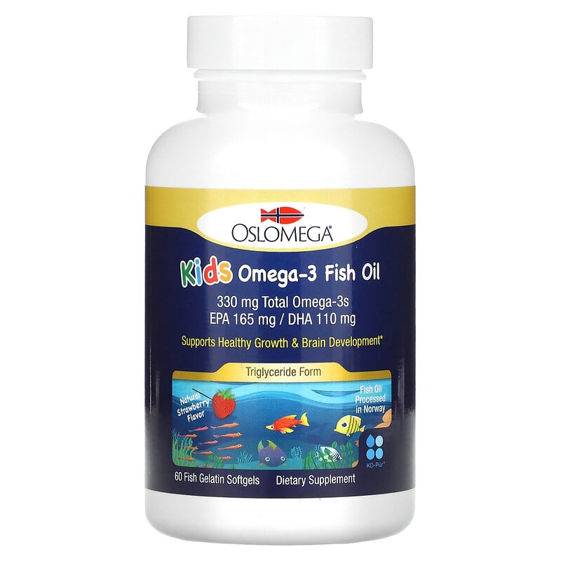 Oslomega Kid’s Omega-3 Fish Oil Natural Strawberry Flavor 60 Fish Gelatin Softgels 1 Oslomega Kid’s Omega-3 Fish Oil Natural Strawberry Flavor 60 Fish Gelatin Softgels 898220013951