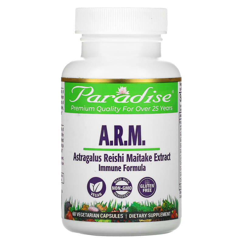 Paradise Herbs Astragalus Reishi Maitake 60 viên 1 Paradise Herbs A.R.M. Astragalus Reishi Maitake Extract 60 Vegetarian Capsules 601944777166