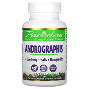 Paradise Herbs Andrographis 60 Vegetarian Capsules 601944777470