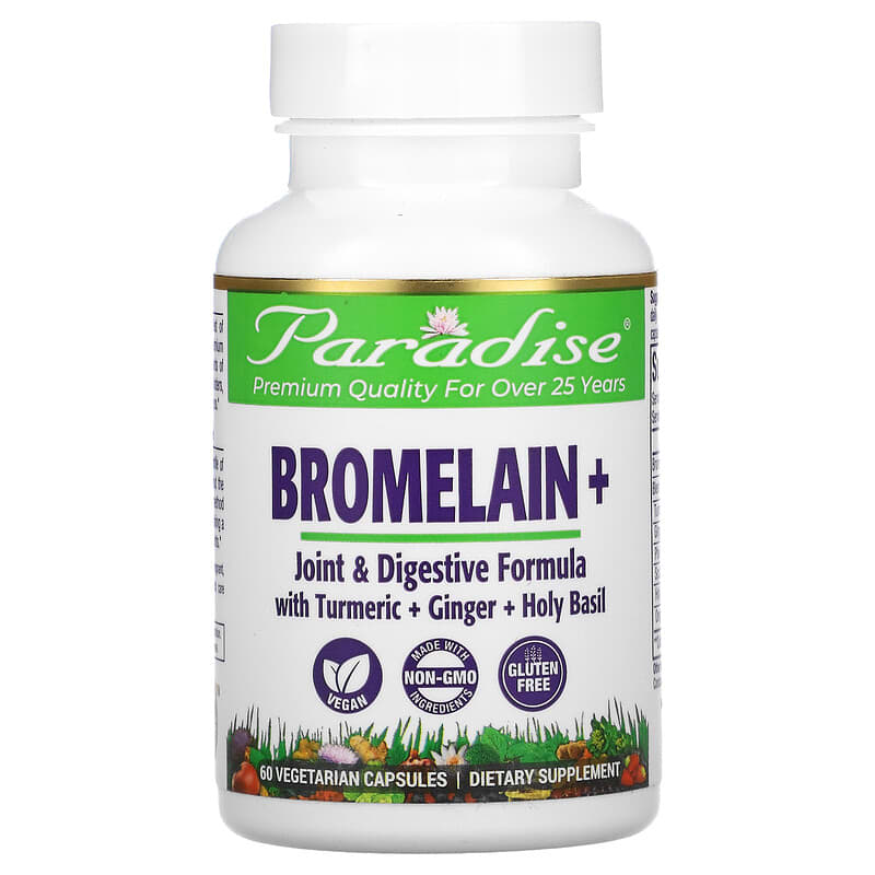 Paradise Herbs Bromelain+ 60 Vegetarian Capsules 1 Paradise Herbs Bromelain+ 60 Vegetarian Capsules 601944777562