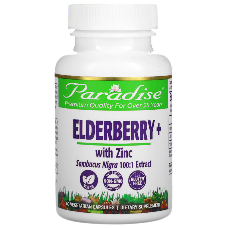 Paradise Herbs Earth's Blend Elderberry+ with Zinc 60 Vegetarian Capsules 1 Paradise Herbs Earth's Blend Elderberry+ with Zinc 60 Vegetarian Capsules 601944778903