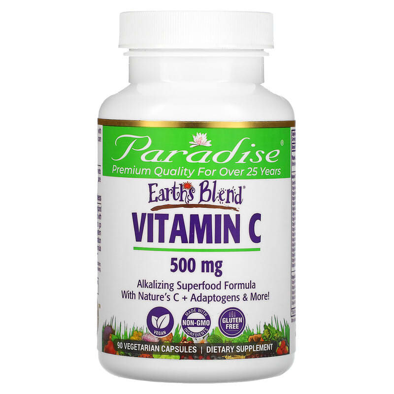 Paradise Herbs Earth's Blend Vitamin C 500 mg 90 viên 1 Paradise Herbs Earth's Blend Vitamin C 500 mg 90 Vegetarian Capsules 601944778675